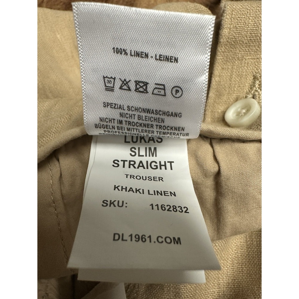 DL1961 Lukas Slim Straight Pantalon Khaki Linen Pants 32 x 32.5 - Picture 5 of 10